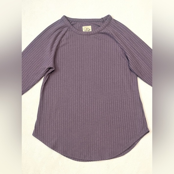 Chaser Thermal Waffle Knit Purple Women's Top Long Sleeve Shirt Size Large - Picture 2 of 14